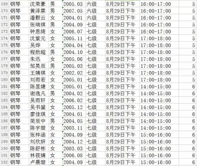 中央音乐学院考级时间安排